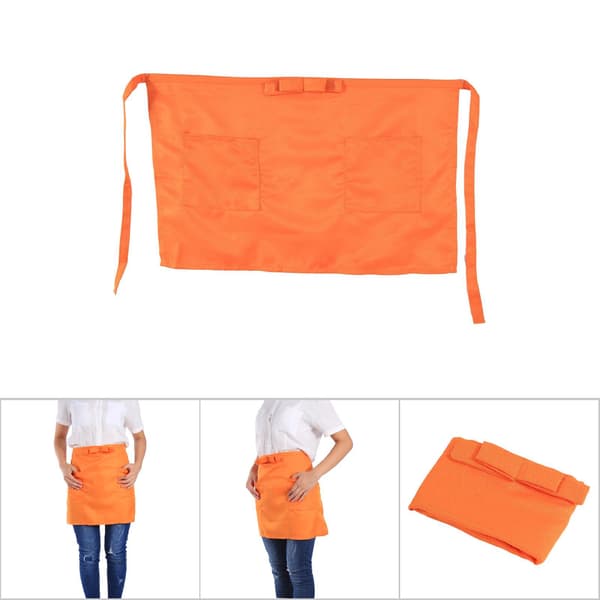 Women/Men Short Half Apron for Home Kitchen Cafe Pub Bar Bistro Yellow