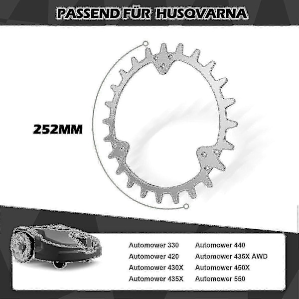 Aluminiums pigger for bedre grep passer Husqvarna Automower 420/320 / 430x /435x /440/450x med avgratting og gresshjulspigg 255mm for utenfor hjul A