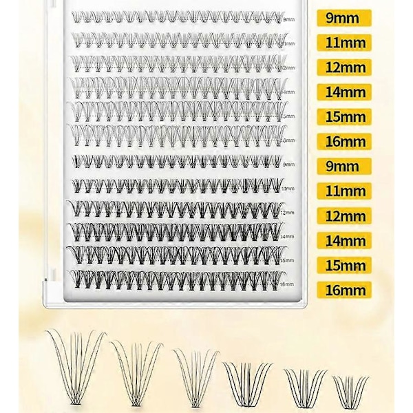 Individuella lösögonfransar - Set naturlig look volymfransar - 40 st Svarta