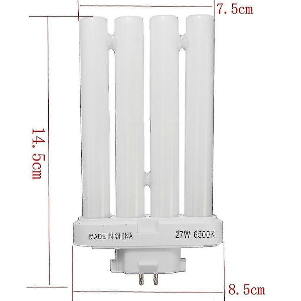 Fml 27ex-n 27w 4 Pin Quad Tube Energibesparende Kompakt Lysstofrør Pære 6500k 4 Rækker Pære