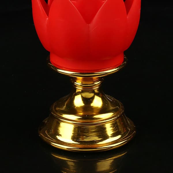 Red LED Lotus Flower Lamp, Flickering Light Effect, Warm Glow Buddha Decor, 1-pack