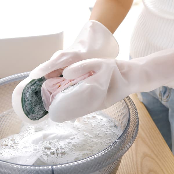 Dishwashing Gloves Scrubbing Gloves Non-slip Waterproof Reusable Cleaning Gloves Durable for Kitchen Grey