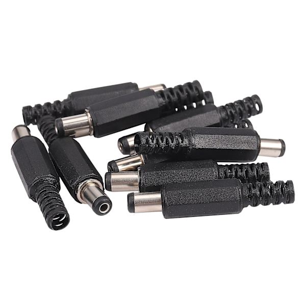 10 st 5,5x2,1 mm hane löd DC fatkontakt plugg jack raka kontakter för DC strömförsörjning LED-lampor switch svart