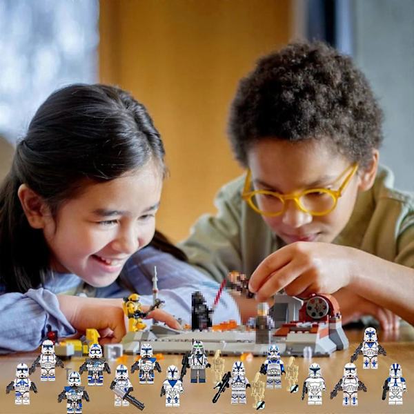 501:a Klonkrigare Actionfigurer 17 st. Star Wars Minifigurer Byggklossar Leksaker Stridsset med Tillbehör