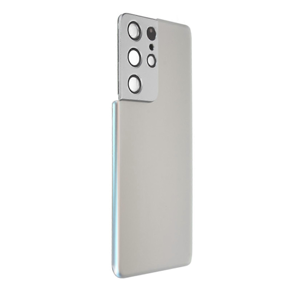 Ersättningsbakglas till telefon med förinstallerad kameraramtejp för Galaxy S21 Ultra 5G Silver