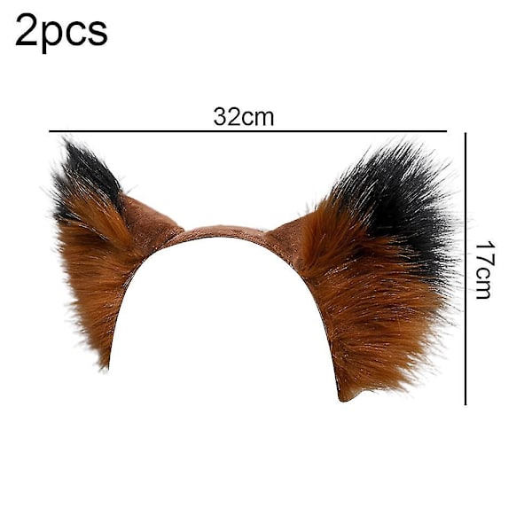 2 stk. Faux Fur Øre Hodebånd Halloween Håndlaget Dyr Pels Ører Hårbånd