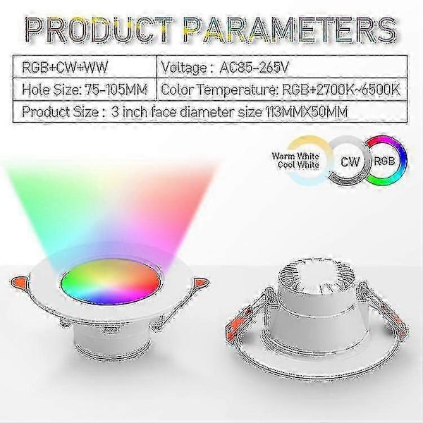 6-pak Led Indbygningsspot 10w Dæmpbar Downlight 800lm Rgb+cct+ac85 265v Bluetooth Spotlight Til Stue
