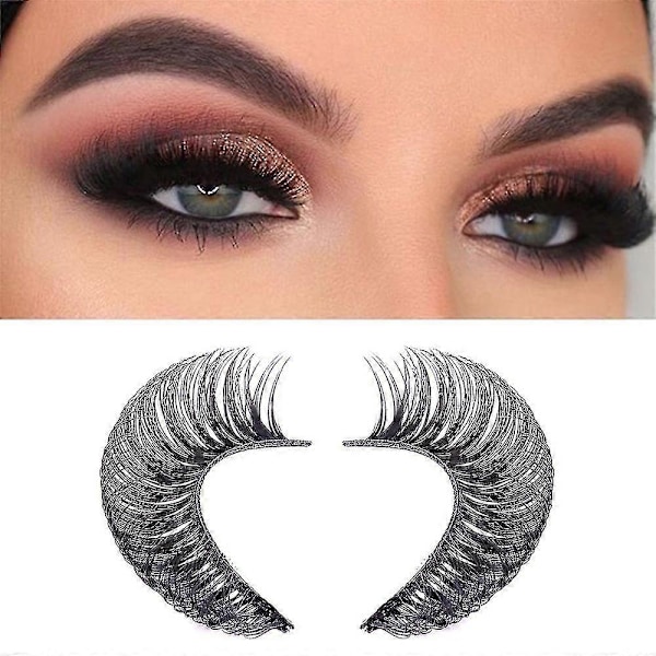 10 Par 3D Falske Tykke Øyevipper Russiske Strip Øyevipper Naturlige Wispy Fluffy Øyevipper Tw