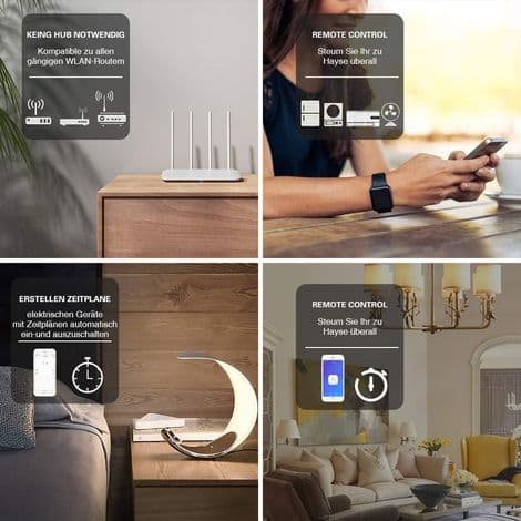2.4G WiFi Smart Switch – Stemmestyring – Programmerbar Timer – Kompatibel med Alexa og Google Assistant – Fjernbetjening