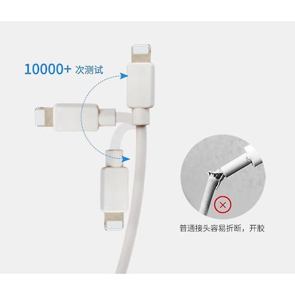 Lightning-kabel kompatibelt med iPhone & iPad, 2 meter, hvid - CE-certificeret