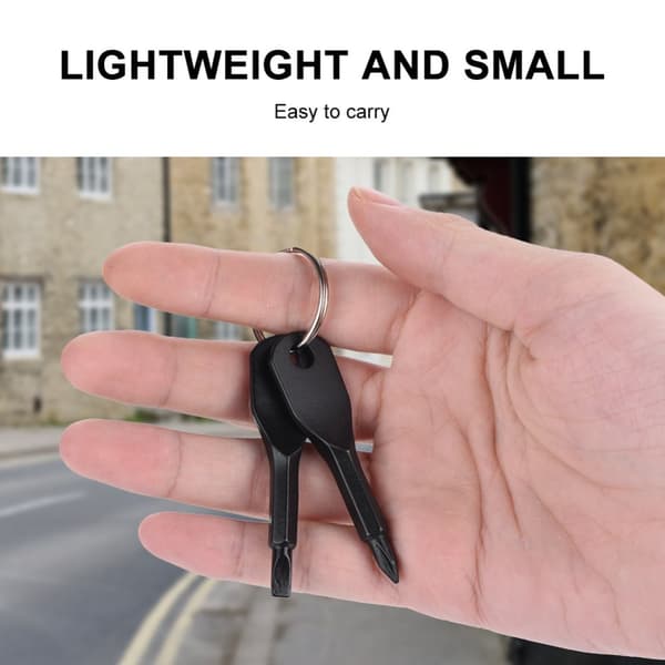 Portable Stainless Steel Screwdriver Set with Keychain - 2 Pieces (Black)