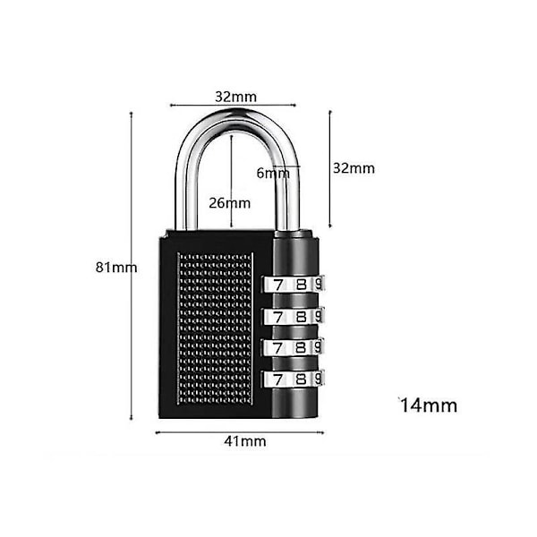 Kombinationslås Heavy Duty Hänglås 4-siffrig Återställbar Kombinationslås För Skola, Gym, Uteskjul, Dörr - 2-pack