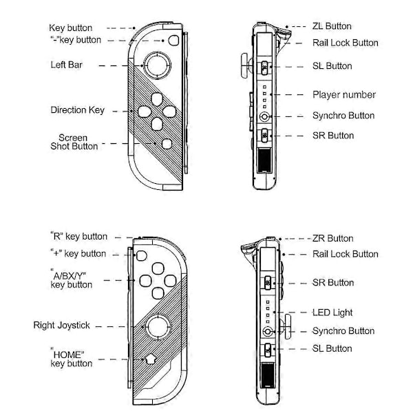 Joy Pad Controller L/R Gamepad for Switch Erstatningsgamepad