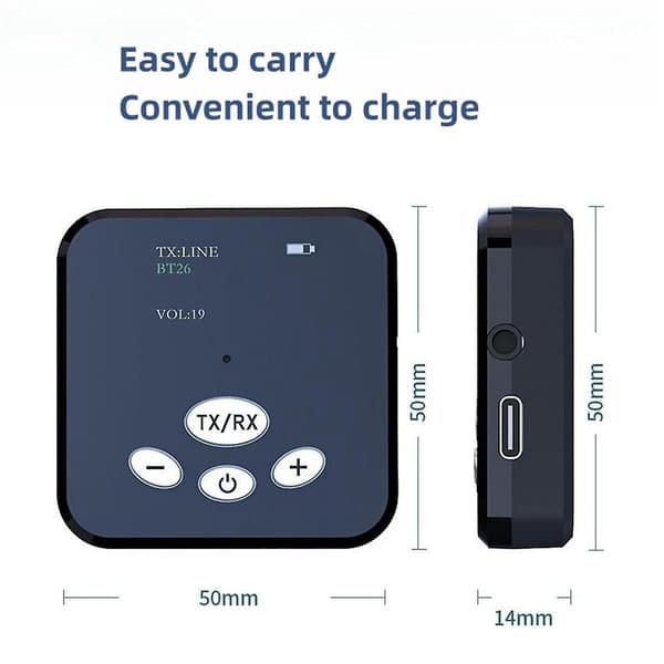 Bluetooth 5.0 Sender og Modtager, HiFi Trådløs Lydadapter, 2-i-1 Bluetooth Adapter, 3.5mm Bluet