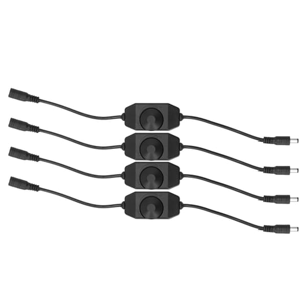 4 stk 12V LED Lysstyrke Dimmer Lampe Trinnløs Dimmer Bryter Kontroll Tilbehør Svart