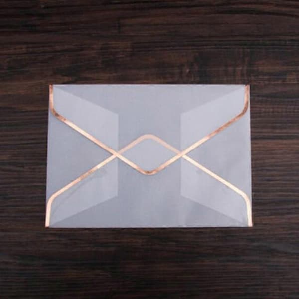 20 st/set Varmprägling Tryckpapper Kuvert Transparent Papper Kuvert Bröllopsbrev Inbjudan Jubileum Roséguld