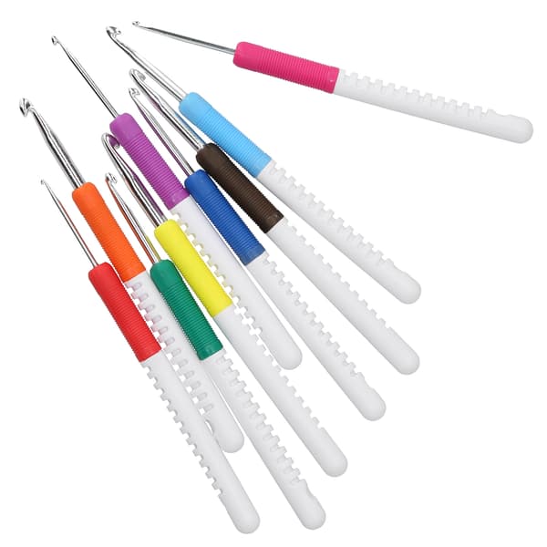 9 pcs ABS Crochet Hooks Kit 2-Color Plastic Handle DIY Hand Knitting Accessories