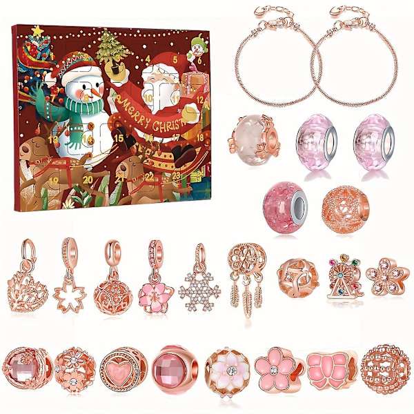 Julepynt Gave Tell Nedtelling Kalender Advents Armbånd Blind Box Rose Gull Gaveboks