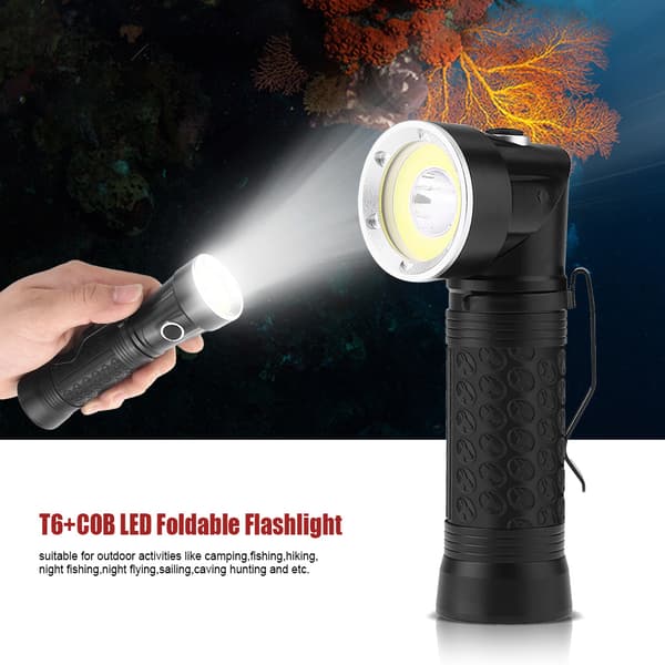 Bærbar T6+COB LED Foldbar Magnetisk Bagside LED Inspektion Lommelygte