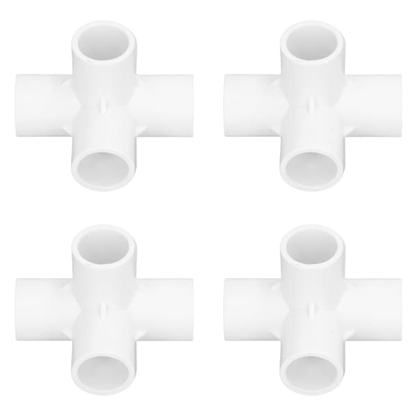 10 stk. 6-vejs rørfittings PVC-plast rørhjørneforbindelse 20 mm indvendig diameter hvid