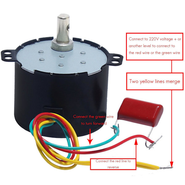 50KTYZ Permanent Magnet Synkronmotor CW/CCW Lågvarvigt Högvridmoment Motor AC 220V 6-10W Miniatyr