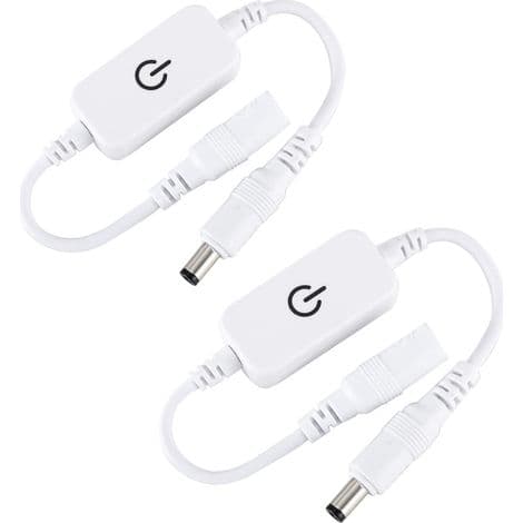 2 st 12-24V 4A Enfärgad LED-list Ljusstyrkeregulator På/Av-brytare Inline Touch Switch DC Mini LED Touch Switch (Vit)