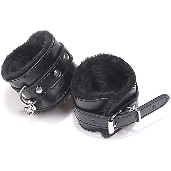 Punk Ny Fluffy Håndjern Armbånd Myk Plussforing Håndjern Armbånd Beinmansjetter Rollespill Treningsbånd Leash Avtakbar For Ho