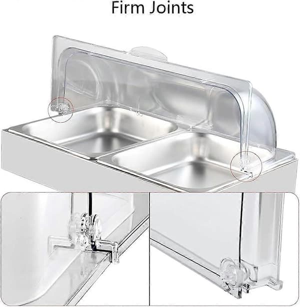 Full Size Chafing Dish Cover, 2-pakning, Klar Plast Roll Top Display Cover for Bakeri og Desserter, Rektangulær