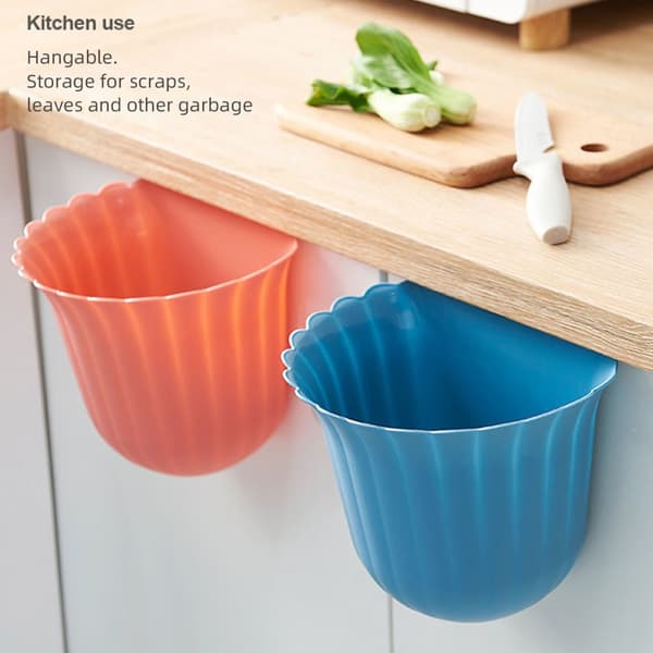 Hanging Plastic Basket Trash Can for Kitchen Cabinet Door