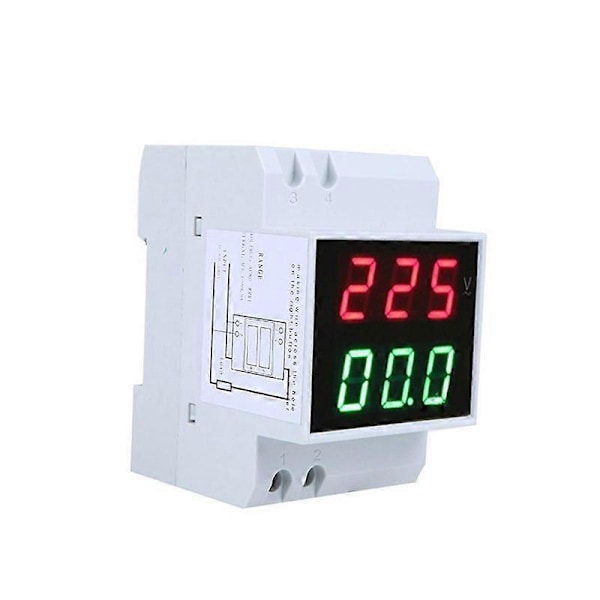 Digital DIN-skinne LED spenningsmåler strømmeter voltmeter AC80-300V 0,2-99,9A dobbel skjerm