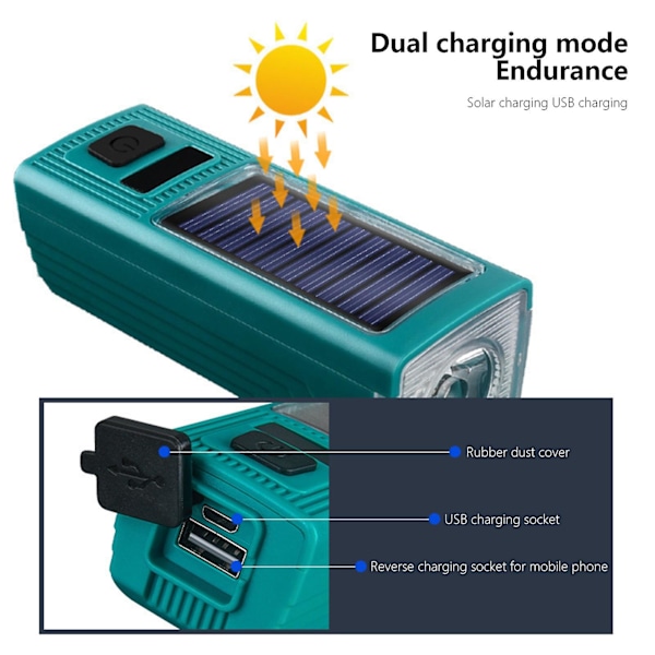 Cykellys Solcelledrevet USB Genopladelig 4-Modes Forlygte & Klokke Til Cykling