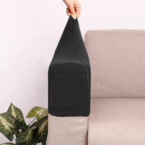Sett med 2 sklisikre elastiske fleecebeskyttelsestrekk til sofaarmelene