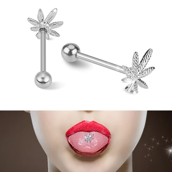 1PC Tungpiercing i rustfrit stål med potteplantebladsformet design