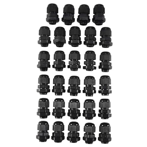 30 st PG7 Vattentät Anslutningsnippel Svart för 4-7mm Diameter Kabel