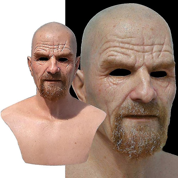 Realist Old Man Maske Latex Halloween Cosplay Party Full Face Mask Hodeplagg Fg