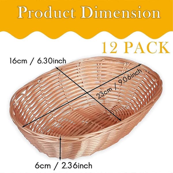 12-pack Oval Plastkorg, Tom Brödkorg Matförvaringskorg Bulk, Plastkorgar Behållare