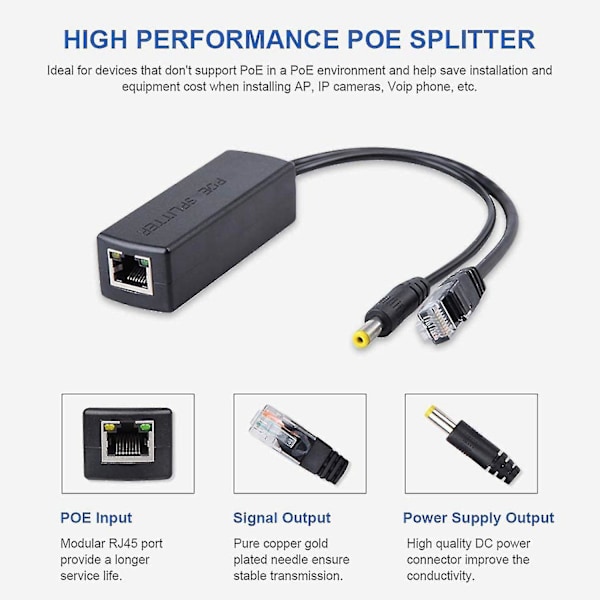 3 st PoE-splitter 48v till 12v PoE-kontakter Splitter Extender Injektor Ieee802.3af/at 10/100m Kompatibel med P