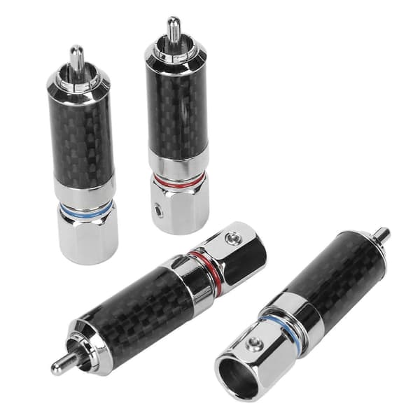 4 stk. RCA-stik messing forkromet lodde RCA-stik rummer op til 10 mm tråddiameter