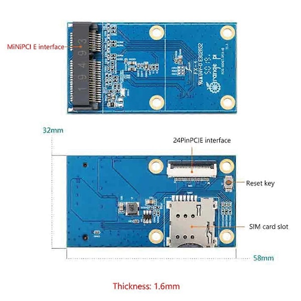 For 4B Utvidelseskort PCIE Sokkel Spesialgrensesnitt OPI4 til Mini PCIE Adapterkort