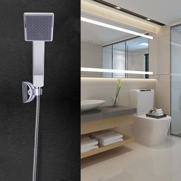Square Handheld Shower Head Simple Exclusive Shower Head Top Spray Silver