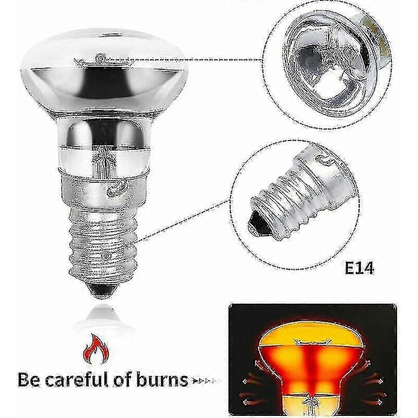 R39 E14 40W Lava Lampe Pærer, Edison Skrue Ses Reflektor Små Lava Lampe Pærer, Varmt Hvidt 2800K R39 Dæmpbar (2 Pak) Zhuoxuan,hww