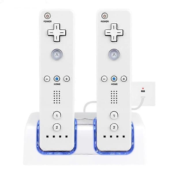 2 stk. 2800mAh Oppladbare Batterier og Wii Batterilader Dokkingstasjon for Wii Remote Switch Tilbehør