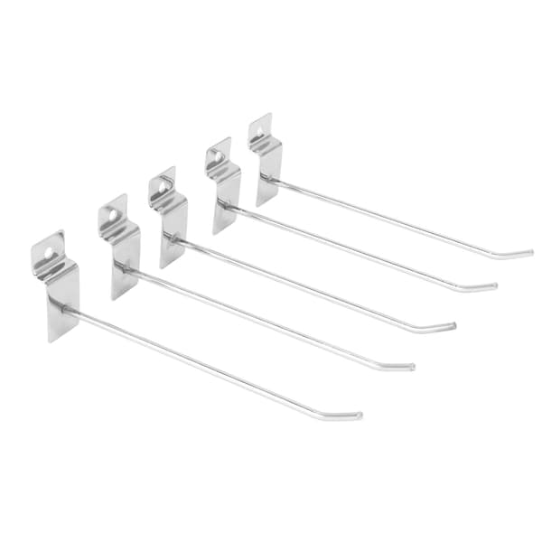 50 Pcs Slatwall Hooks, Slot Panel Wire Hooks for Retail, 15cm, 3.3mm, Silver Display Fixtures
