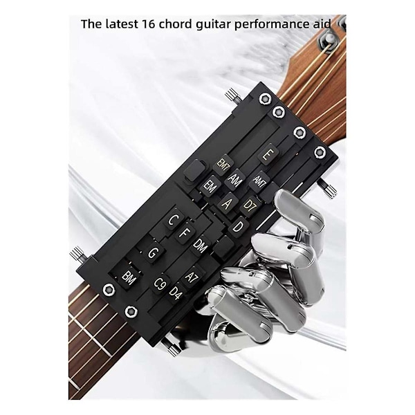 Guitar Læringshjælpemiddel med 16 Akkorder, Guitar Akkordtræner Folk Guitar Akkorder Læringsystem til Gu