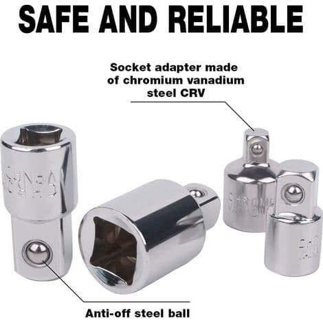 4 stk skralleadapter hylseadapter 1/2 til 3/8-3/8 til 1/2-1/4 til 3/8-3/8 til 1/4 hylsereduksjon for hylser og bits