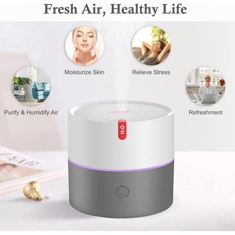 Æterisk Olie Diffuser, 230ml USB Aromaterapi Diffuser, Omgivende Luftfugter med 7 LED Farver til Soveværelse, Hjem, Yoga, Kontor