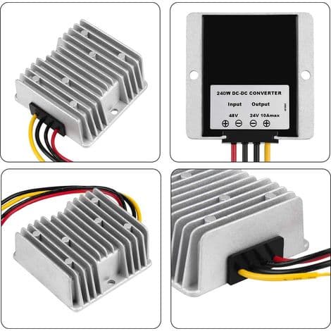 DC spændingsregulator Step-Down konverter DC 48V til 24V 10A 240W Strømreducerende Vandtæt Transformer til Golftrolley (48V til 24V 10A)