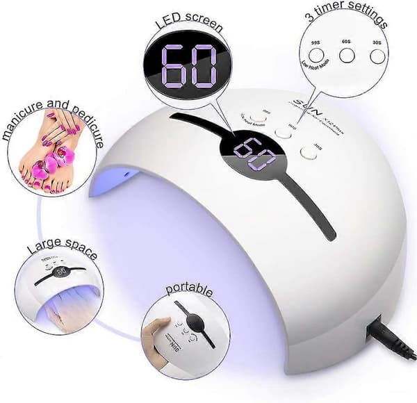 UV-lampa för gelnagellack 48W med Rörelsesensor Vit