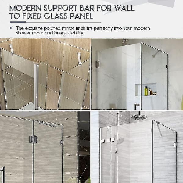40 cm Rammeløs Brushedør i Rustfrit Stål Fast Panel Vægsupportstang til 6 mm 8 mm 10 mm Tykt Glas A175-Nyttig