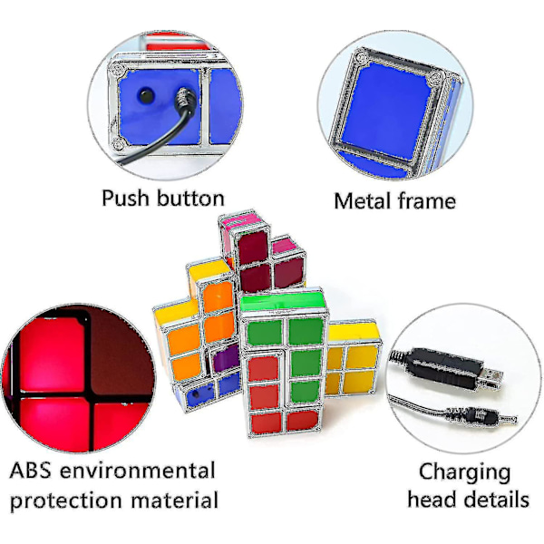 Tetris Stapelbar Nattlampa, 7 St Diy Led 7 Färger 3d Pussel Induktion Låsande Skrivbordslampa Belysning Diy Magiska Block Ljusstarkt Ljus För Barn Tonåringar